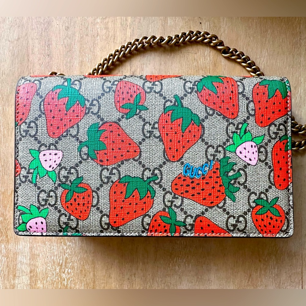 Gucci Strawberry Bag with Gold Chain - Brand New
